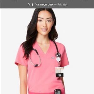 Limited edition Figs neon pink Catarina scrub top